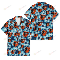Baltimore Orioles Dark Turquoise Hibiscus Navy Background 3D Hawaiian Shirt