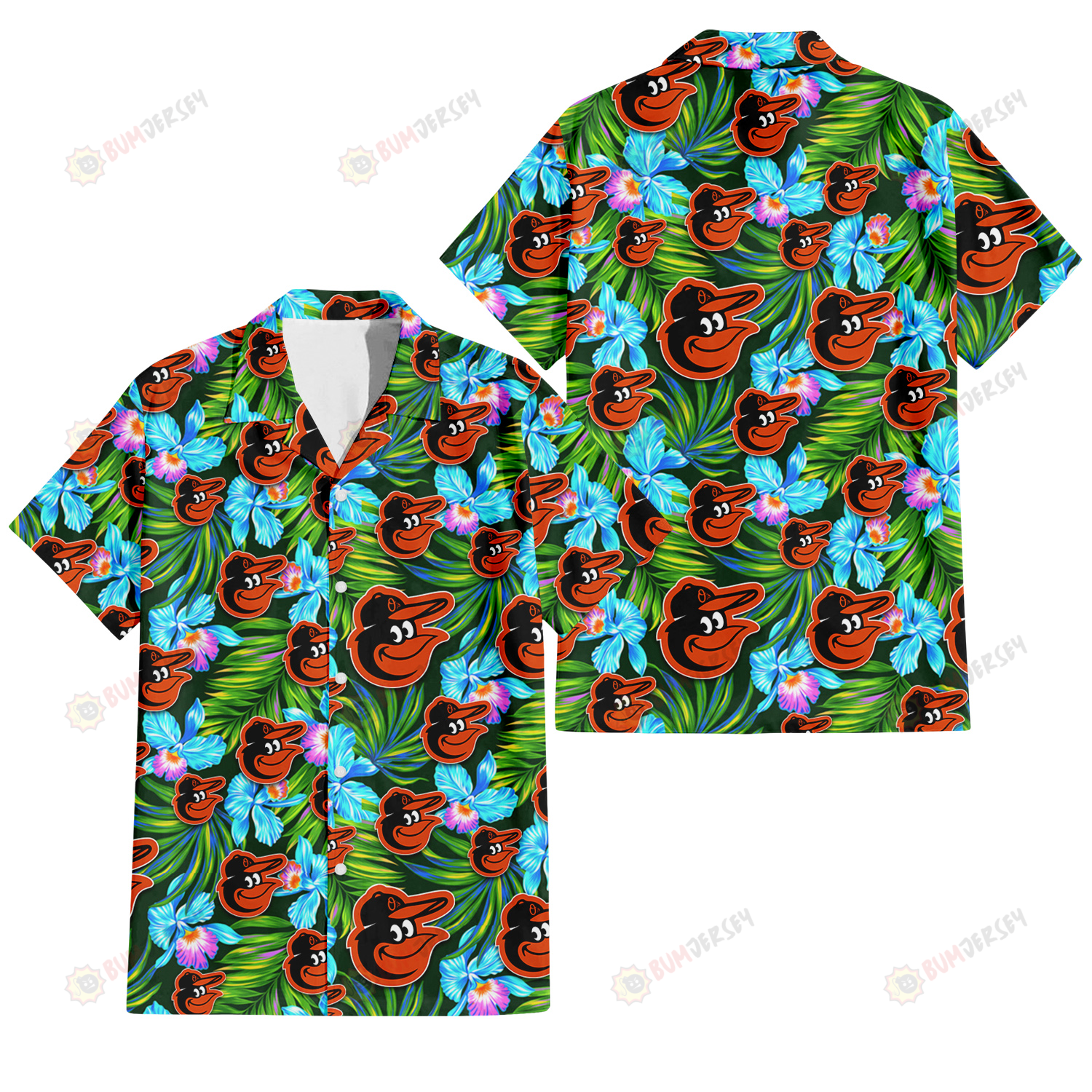 Baltimore Orioles Electro Color Hibiscus Black Background 3D Hawaiian Shirt