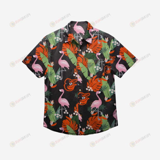 Baltimore Orioles Floral Button Up Hawaiian Shirt
