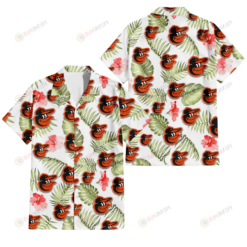 Baltimore Orioles Light Salmon Hibiscus Green Leaf White Background 3D Hawaiian Shirt