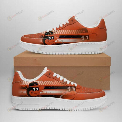 Baltimore Orioles Logo Pattern Air Force 1 Printed In Orange