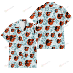 Baltimore Orioles Pale Turquoise Hibiscus Light Cyan Background 3D Hawaiian Shirt