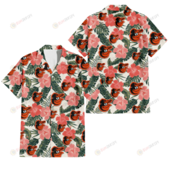 Baltimore Orioles Pink Coral Hibiscus Banana Leaf Beige Background 3D Hawaiian Shirt