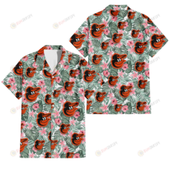 Baltimore Orioles Pink Hibiscus Porcelain Flower Tropical Leaf White Background 3D Hawaiian Shirt