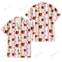 Baltimore Orioles Pink Hibiscus Yellow Pink Orchid White Background 3D Hawaiian Shirt