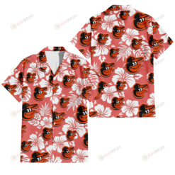 Baltimore Orioles White Hibiscus Salmon Background 3D Hawaiian Shirt