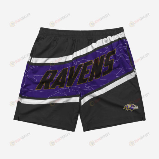 Baltimore Ravens Big Wordmark Hawaiian Men Shorts Swim Trunks - Print Shorts