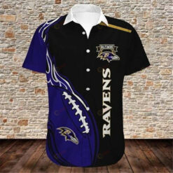 Baltimore Ravens Blue Rugby Ball ??Hawaiian Shirt