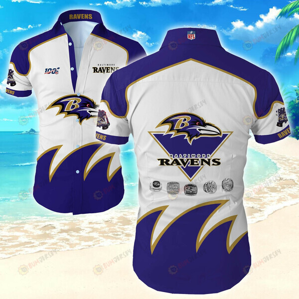 Baltimore Ravens Blue and White??3D Printed Hawaiian Shirt