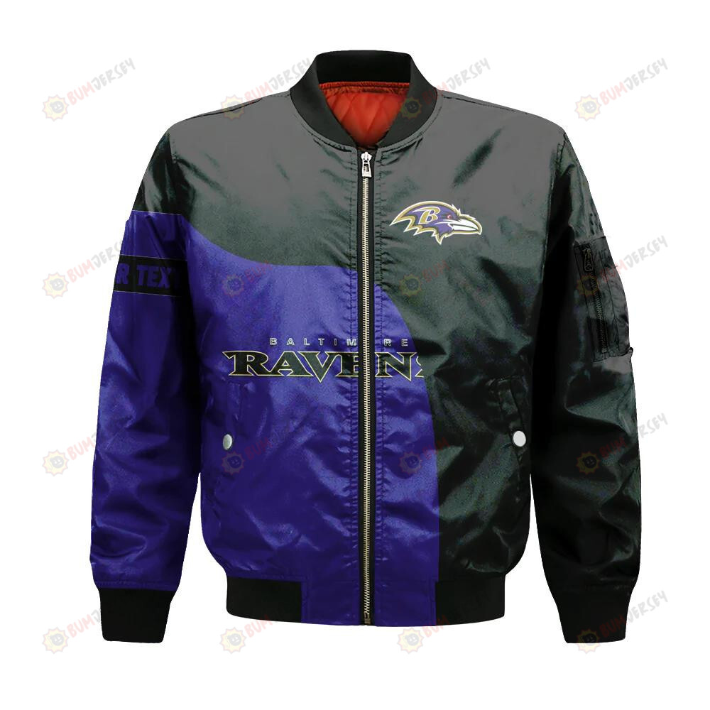 Baltimore Ravens Bomber Jacket 3D Printed Curve Style Custom Text And Number