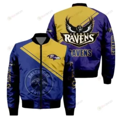 Baltimore Ravens Eagle Pattern Bomber Jacket - Purple And Yellow