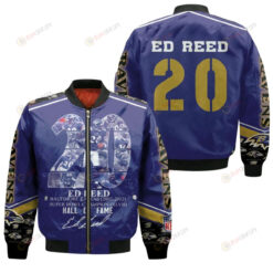 Baltimore Ravens Ed Reed Pattern Bomber Jacket - Navy Blue