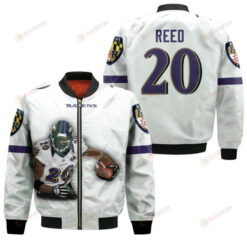 Baltimore Ravens Ed Reed Pattern Bomber Jacket - White