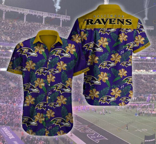 Baltimore Ravens Floral 3D Printed Hawaiian Shirt