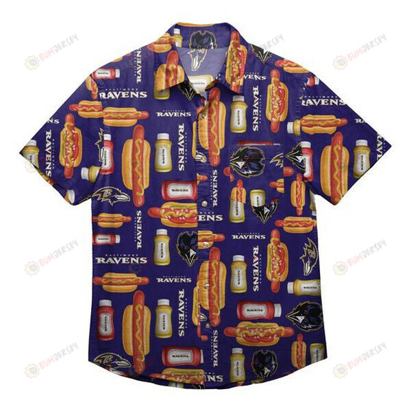 Baltimore Ravens Hotdog Pattern??3D Printed Hawaiian Shirt
