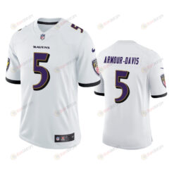 Baltimore Ravens Jalyn Armour-Davis 5 White Vapor Limited Jersey