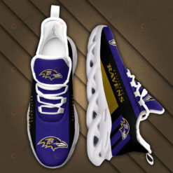 Baltimore Ravens Logo Black Stripe Pattern 3D Max Soul Sneaker Shoes In Purple