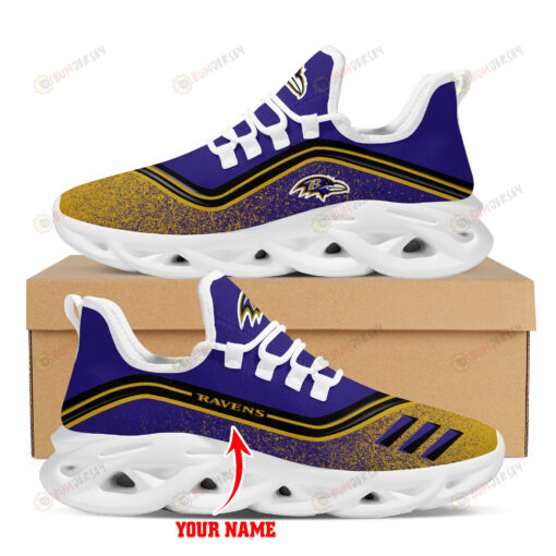 Baltimore Ravens Logo Border Pattern Custom Name 3D Max Soul Sneaker Shoes