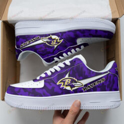 Baltimore Ravens Logo Camo Pattern Air Force 1 Printed In Purple