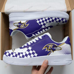 Baltimore Ravens Logo Caro Pattern Air Force 1 Printed In Purple