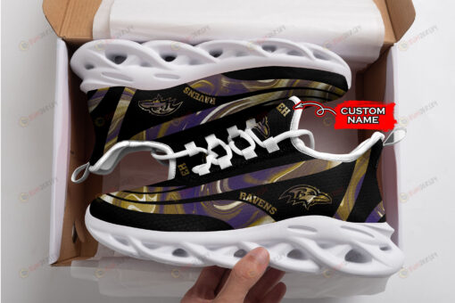 Baltimore Ravens Logo Color Stripe Pattern Custom Name 3D Max Soul Sneaker Shoes