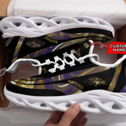 Baltimore Ravens Logo Color Stripe Pattern Custom Name 3D Max Soul Sneaker Shoes