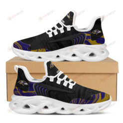 Baltimore Ravens Logo Custom Name Pattern In Black 3D Max Soul Sneaker Shoes