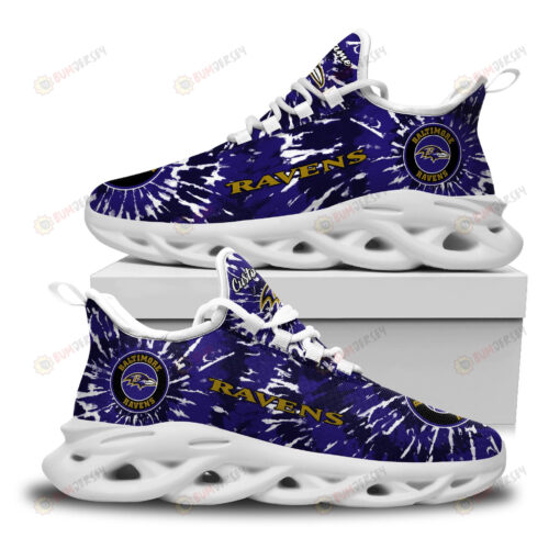 Baltimore Ravens Logo Custom Name Tie Dye Pattern 3D Max Soul Sneaker Shoes