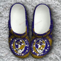 Baltimore Ravens Logo Grateful Dead Pattern Crocs Classic Clogs Shoes - AOP Clog