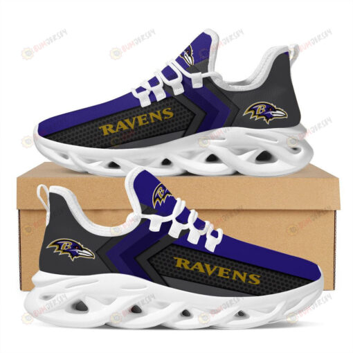 Baltimore Ravens Logo Pattern 3D Max Soul Sneaker Shoes In Black And Purple