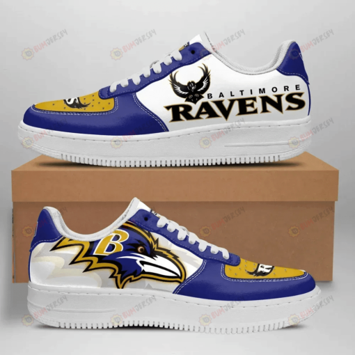 Baltimore Ravens Logo Pattern Air Force 1 Printed In Purple White