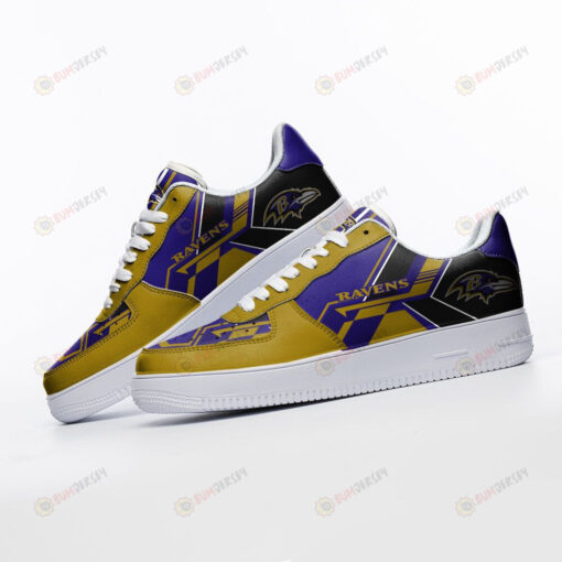 Baltimore Ravens Logo Pattern Air Force 1 Printed In Yellow Purple