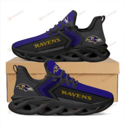 Baltimore Ravens Logo Pattern Black Purple 3D Max Soul Sneaker Shoes