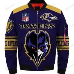 Baltimore Ravens Logo Pattern Bomber Jacket - Purple