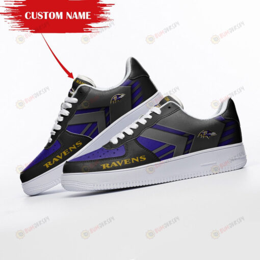 Baltimore Ravens Logo Pattern Custom Name Air Force 1 Printed In Purple Black