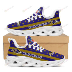 Baltimore Ravens Logo Stripe And Stars Pattern 3D Max Soul Sneaker Shoes