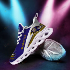 Baltimore Ravens Logo Torn Pattern 3D Max Soul Sneaker Shoes In Purple