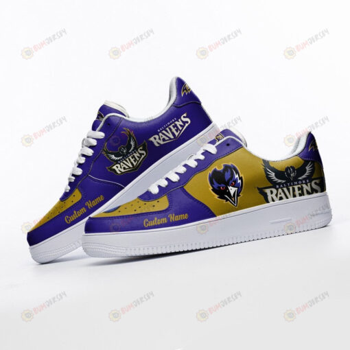 Baltimore Ravens Mascot Logo Pattern Custom Name Air Force 1 Printed