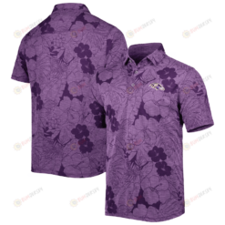 Baltimore Ravens Men Polo Shirt Floral Flowers Pattern Printed - Purple