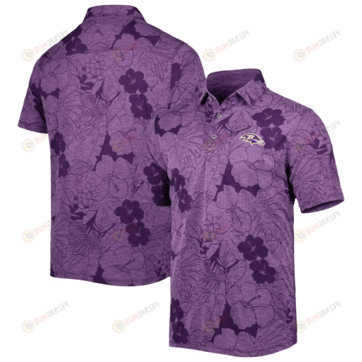 Baltimore Ravens Men Polo Shirt Floral Flowers Pattern Printed - Purple