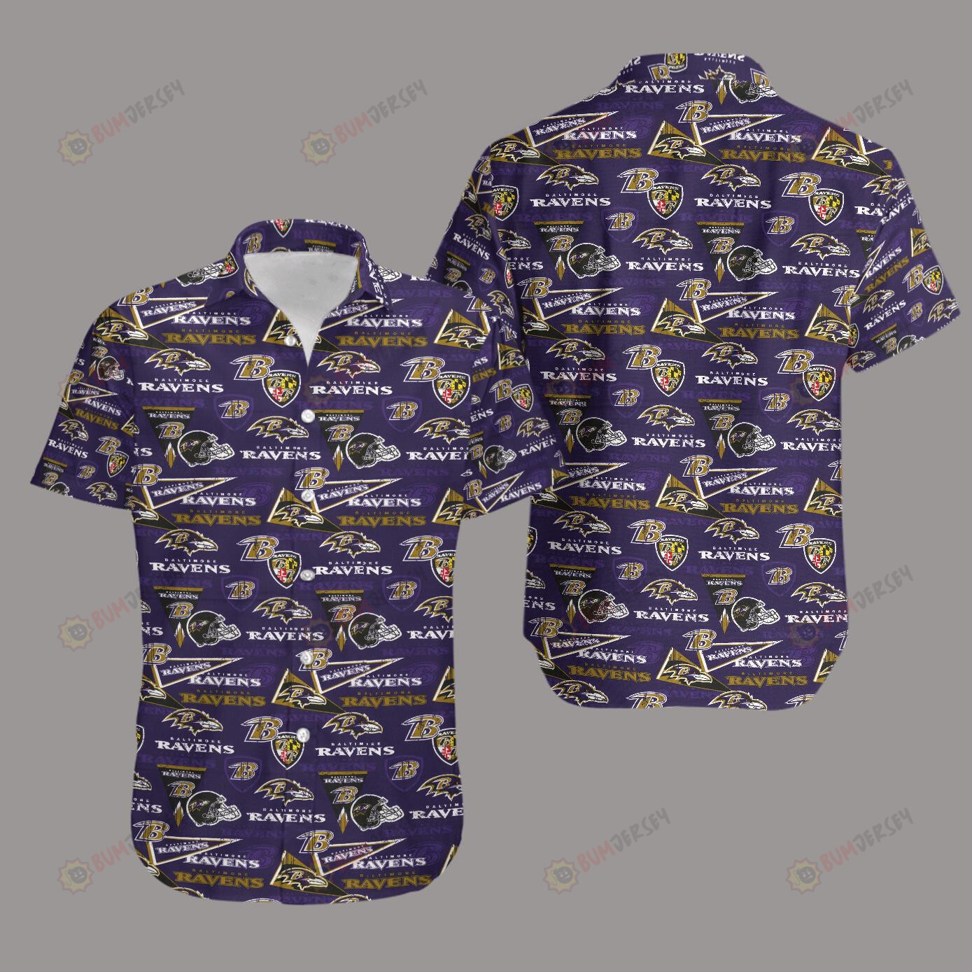 Baltimore Ravens Retro AOP Hawaiian Shirt Short