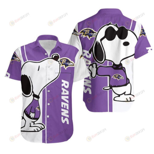 Baltimore Ravens Snoopy Lover Curved Hawaiian Shirt
