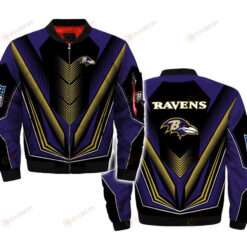 Baltimore Ravens Team Logo Pattern Bomber Jacket - Purple
