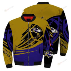 Baltimore Ravens Ultra-Ball Pattern Bomber Jacket - Purple/ Yellow