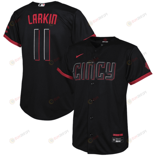 Barry Larkin 11 Cincinnati Reds Youth 2023 City Connect Jersey - Black