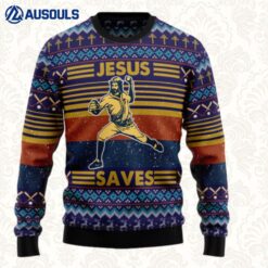 Baseball Jesus Save Ugly Sweaters For Men Women Unisex