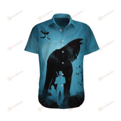 Batman Shadow With Ninja Curved Hawaiian Shirt In Blue