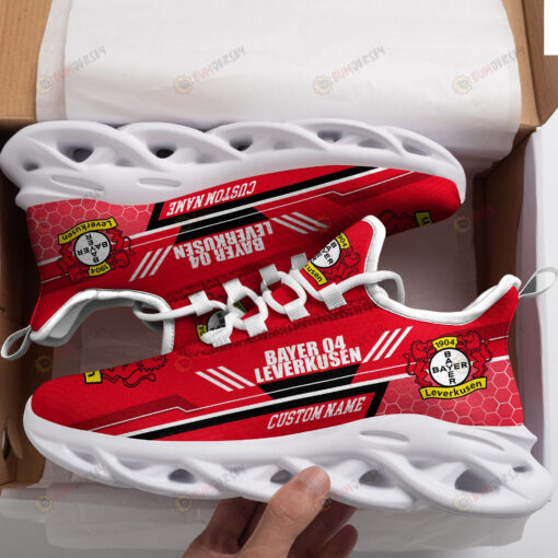 Bayer 04 Leverkusen Logo Custom Name Pattern 3D Max Soul Sneaker Shoes In Red