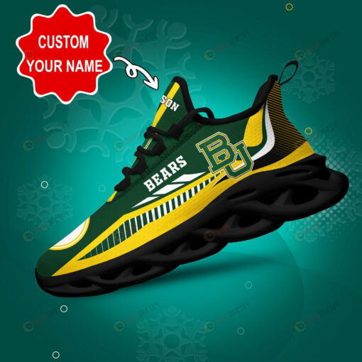 Baylor Bears Logo Stripe Line Pattern Custom Name 3D Max Soul Sneaker Shoes