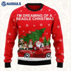 Beagle And Red Truck Ugly Sweaters For Men Women Unisex